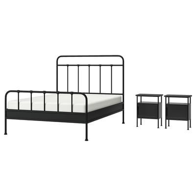 STJÄRNÖ / GRÅFJÄLLET Bedroom furniture, set of 3, anthracite, 150x200 cm