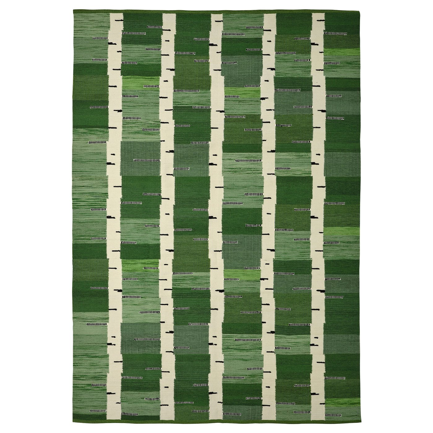 STOCKHOLM 2025 rug, flatwoven, green/white/black handwoven