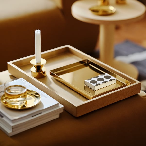 STOCKHOLM 2025 Tray, brass-colour, 28x20 cm