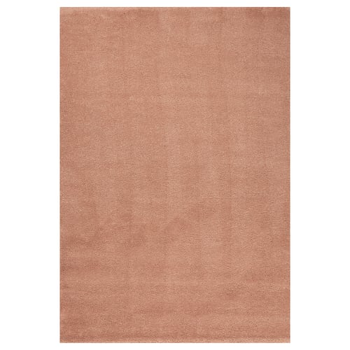 STOENSE rug, light brown, rectangular, plain texture, polypropylene front, synthetic rubber back.