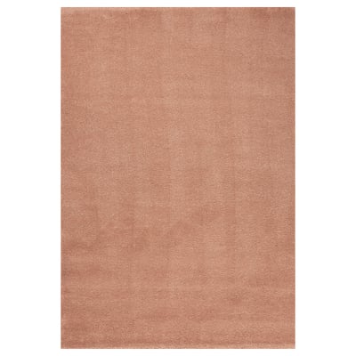 STOENSE rug, light brown, rectangular, plain texture, polypropylene front, synthetic rubber back.
