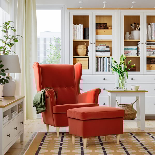 STRANDMON Wing chair, Tommaboda brown-red