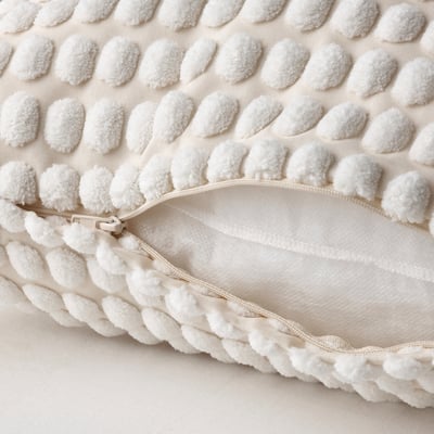 SVARTPOPPEL Cushion, off-white, 30x65 cm