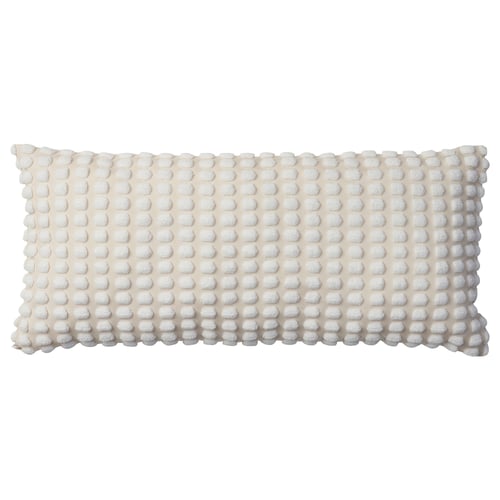 SVARTPOPPEL off-white cushion, textured cover, rectangular shape, soft with zip, recycled polyester.