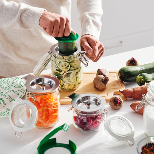 TABBERAS vegetable slicer, set of 4, stainless steel/green IKEA