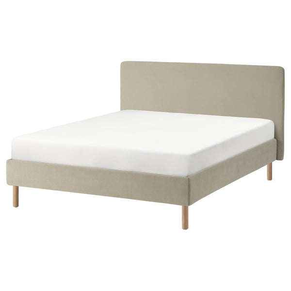 TÄRNKULLEN Upholstered bed frame, Kelinge beige, 150x200 cm