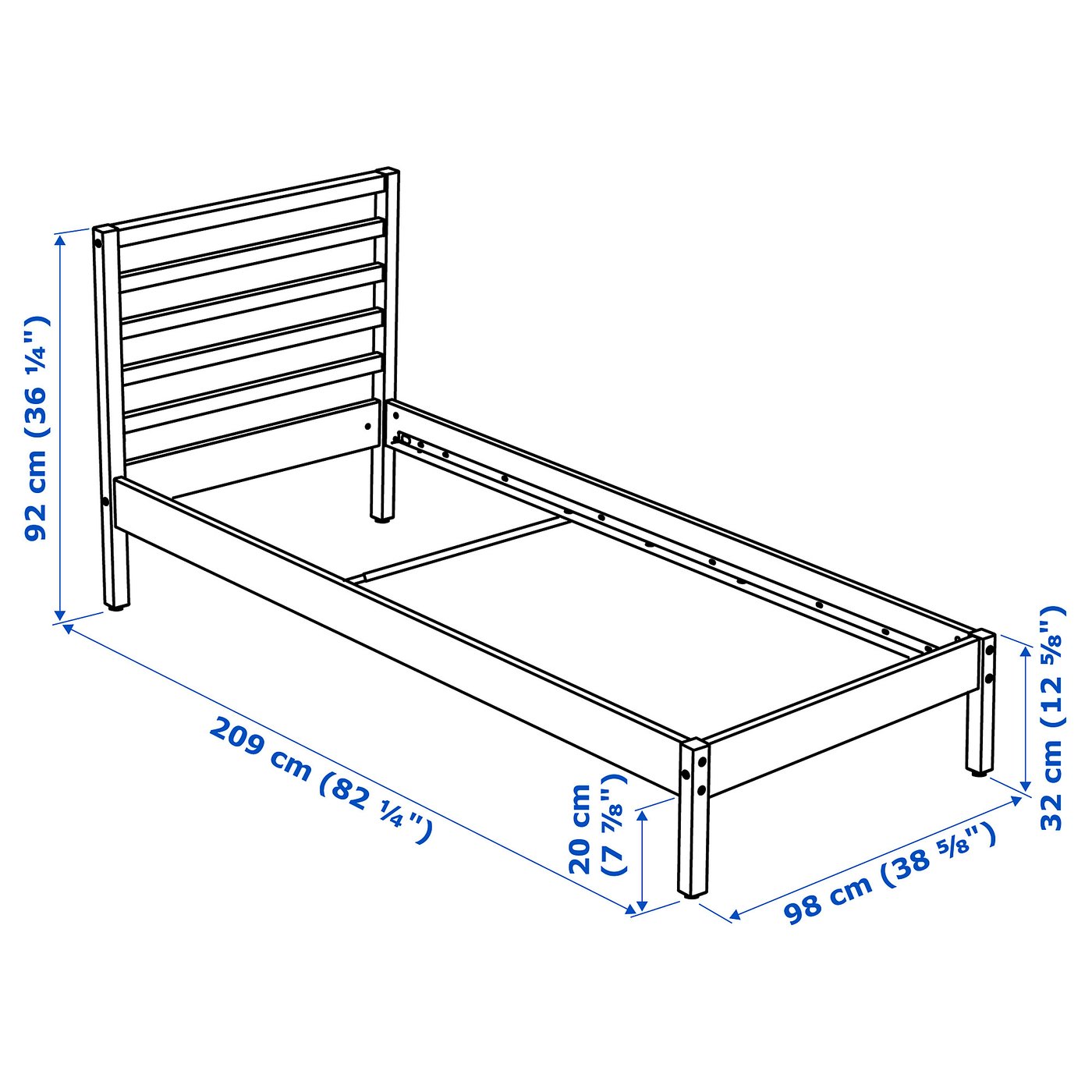 TARVA bed frame, pine/Luroy, 90x200 cm — picture 8