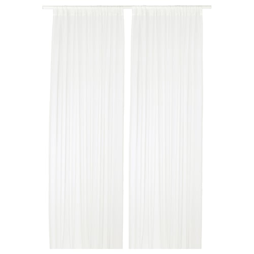 TERESIA white sheer curtains, polyester, rectangular with slot heading.