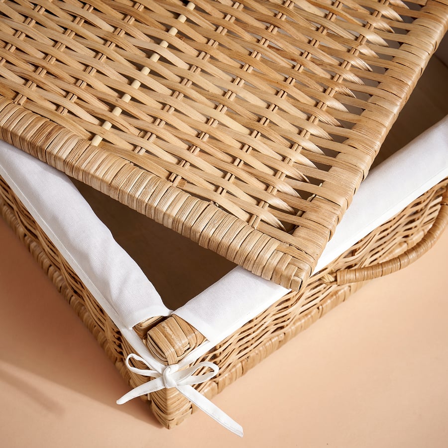TOLKNING basket, handmade rattan, 50x43x19 cm IKEA