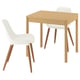 TONSTAD / GRÖNSTA Table and 2 chairs, oak veneer/white, 80/120x70 cm