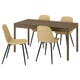 TONSTAD / NORDMANSSKÄR Table and 4 chairs, brown stained oak veneer/Letafors yellow-beige black, 150x80 cm