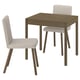 TONSTAD / TONSTAD Table and 2 chairs, brown oak veneer/Fridtuna light beige brown oak effect, 80/120x70 cm