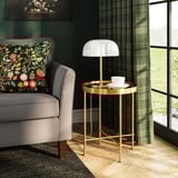 TORSJÖ Side table, gold effect/glass, 45 cm