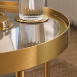 TORSJÖ Side table, gold effect/glass, 45 cm