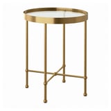 TORSJÖ Side table, gold effect/glass, 45 cm