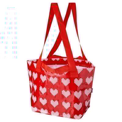 TOSSDAN Bag, red/heart, 27x18x27 cm/13 l