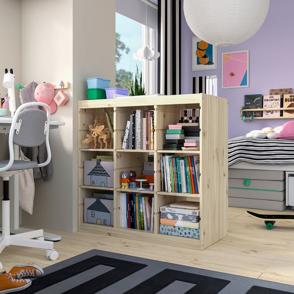 TROFAST Storage combination with shelves, room divider/light white stained pine, 93x44x91 cm