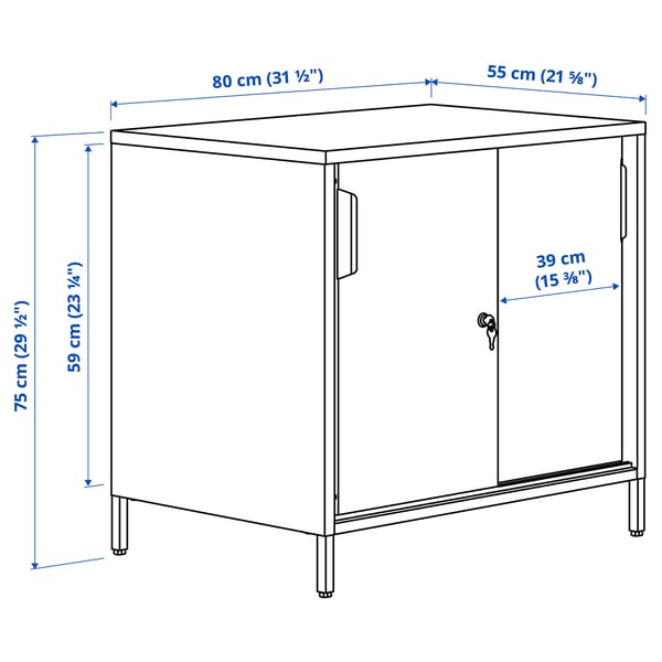 TROTTEN Cabinet with sliding doors, anthracite, 80x55x75 cm