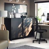 TROTTEN Cabinet with sliding doors, anthracite, 80x55x110 cm