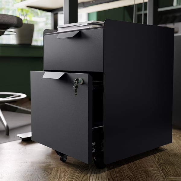 TROTTEN Drawer unit w 2 drawers on castors, anthracite