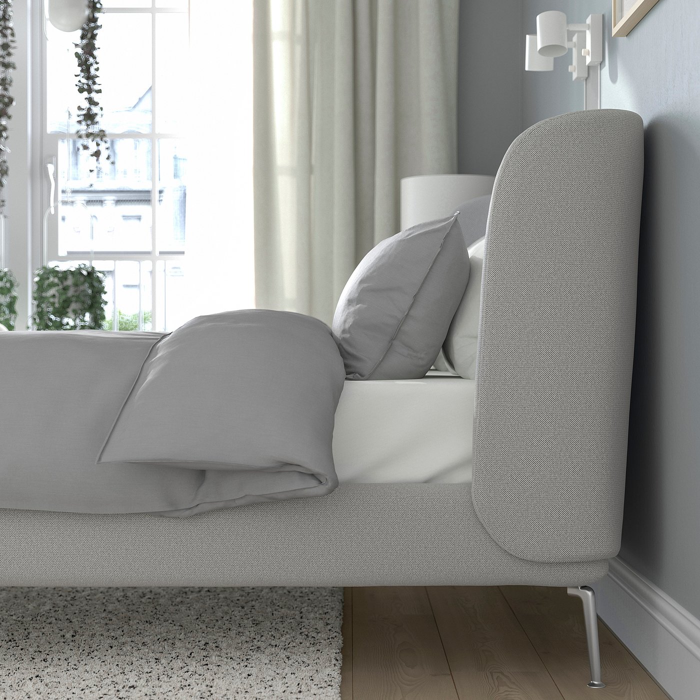 TUFJORD upholstered bed frame, Tallmyra white/black, 180x200 cm — picture 3