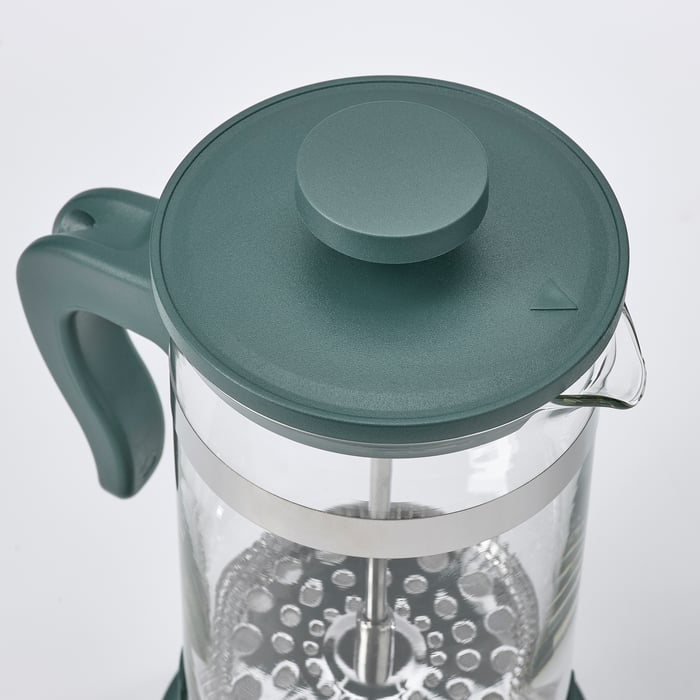 UPPHETTA coffee/tea maker, glass/stainless steel dark greyturquoise, 1