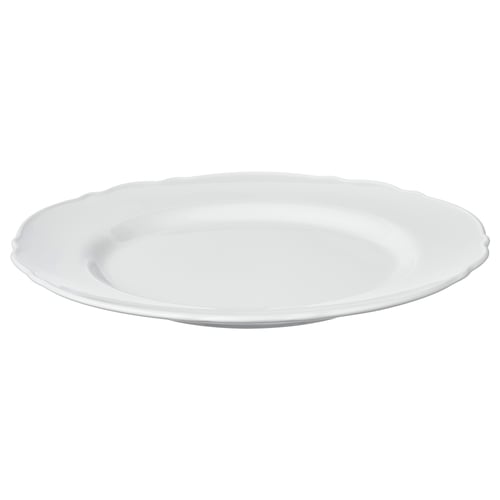 White UPPLAGA porcelain plate with ruffled edge.