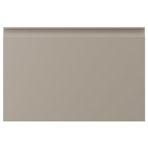 A beige UPPLÖV kitchen cabinet door with a sleek, modern design and integrated handles.