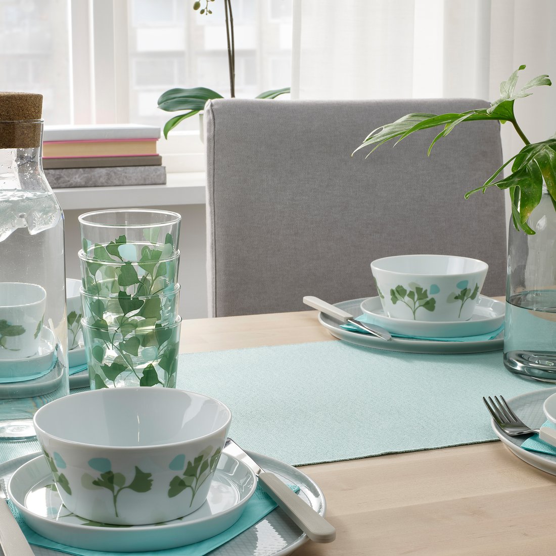 UTBYTT Tablerunner, light turquoise, 35x130 cm IKEA