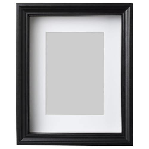 Black VÄSTANHED picture frame with white mat, rectangular, simple design.