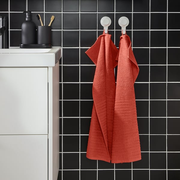 VÅGSJÖN Hand towel, orange-red, 40x70 cm