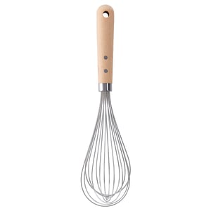 VARDAGEN whisk, light beech handle, stainless steel loops, hanging hole, robust kitchen tool.