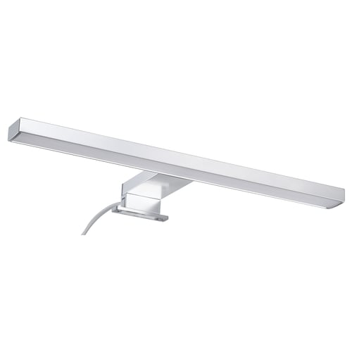 Silver VÅTHULT lamp, modern design, for bathroom, mounts above mirror.