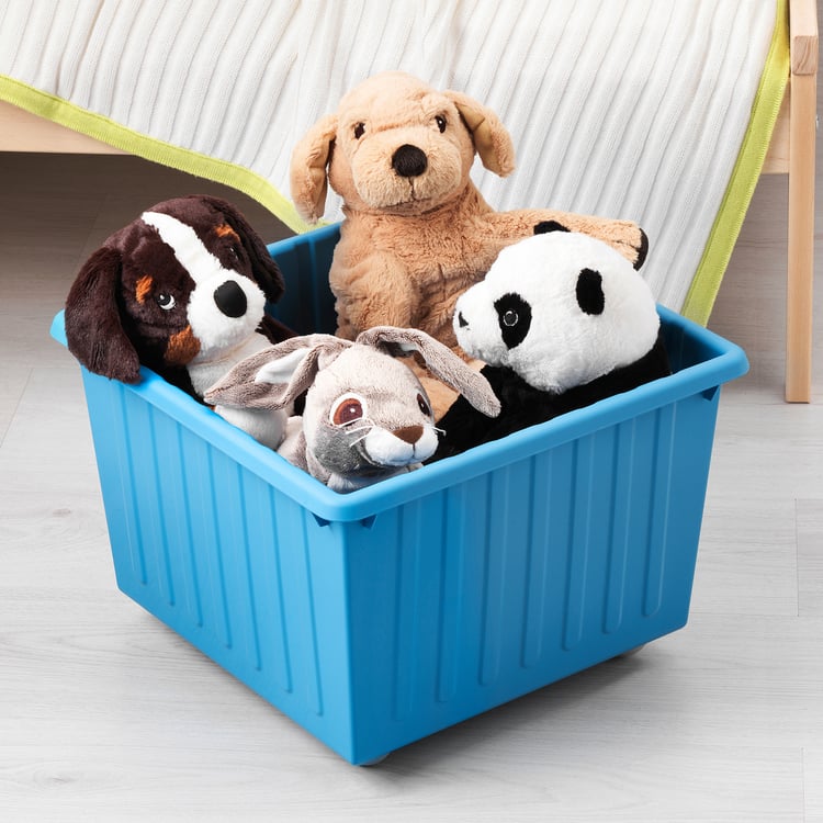 VESSLA storage crate with castors, blue, 39x39 cm IKEA