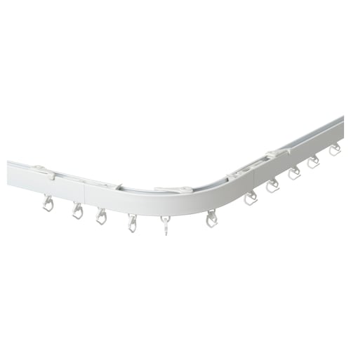 VIDGA silver curved curtain rail, minimalist design, detachable hooks, easy assembly.