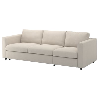 A VIMLE sofa, light beige, in a modern minimalist style with a cushioned design.