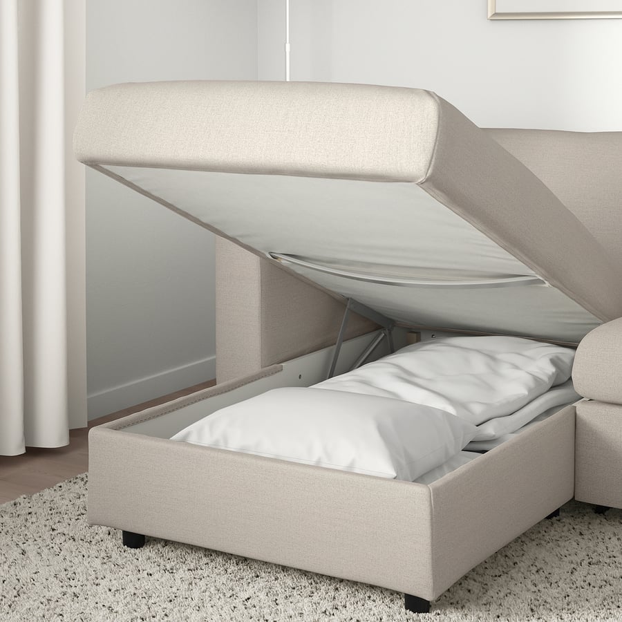 VIMLE 3-seat sofa-bed with chaise longue, with wide armrests/Gunnared ...