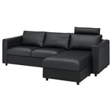 VIMLE 3-seat sofa, with chaise longue with headrest/Grann/Bomstad black