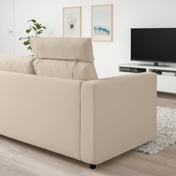 VIMLE 3-seat sofa, with headrest/Hallarp beige