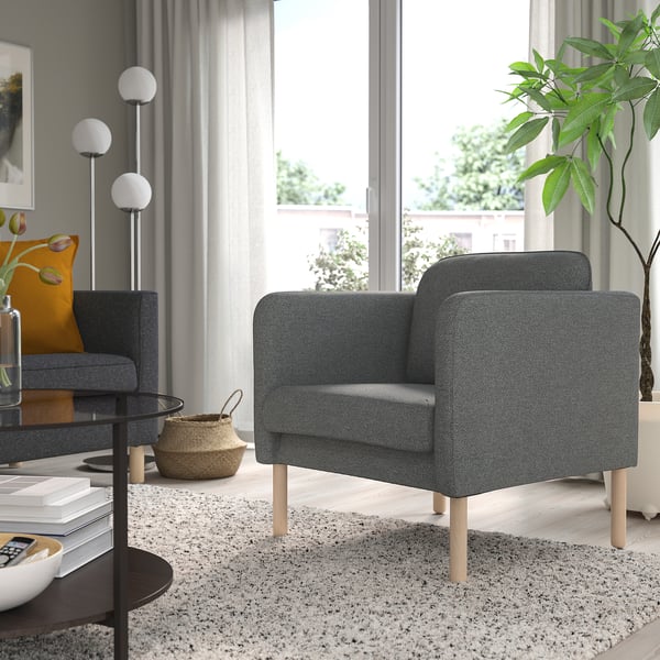 VISKABACKA Armchair, Skartofta black/light grey