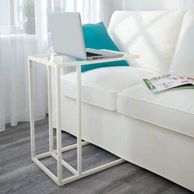 VITTSJÖ Laptop stand, white/glass, 35x65 cm