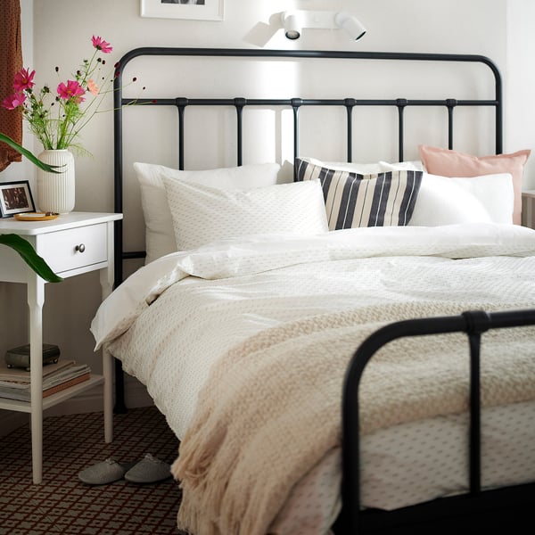 BANDKNIPPE บันด์นิปเป้ ปลอกผ้านวม+ปลอกหมอน 2 ใบ, ขาว/เขียว, 240x220/50x80 ซม.