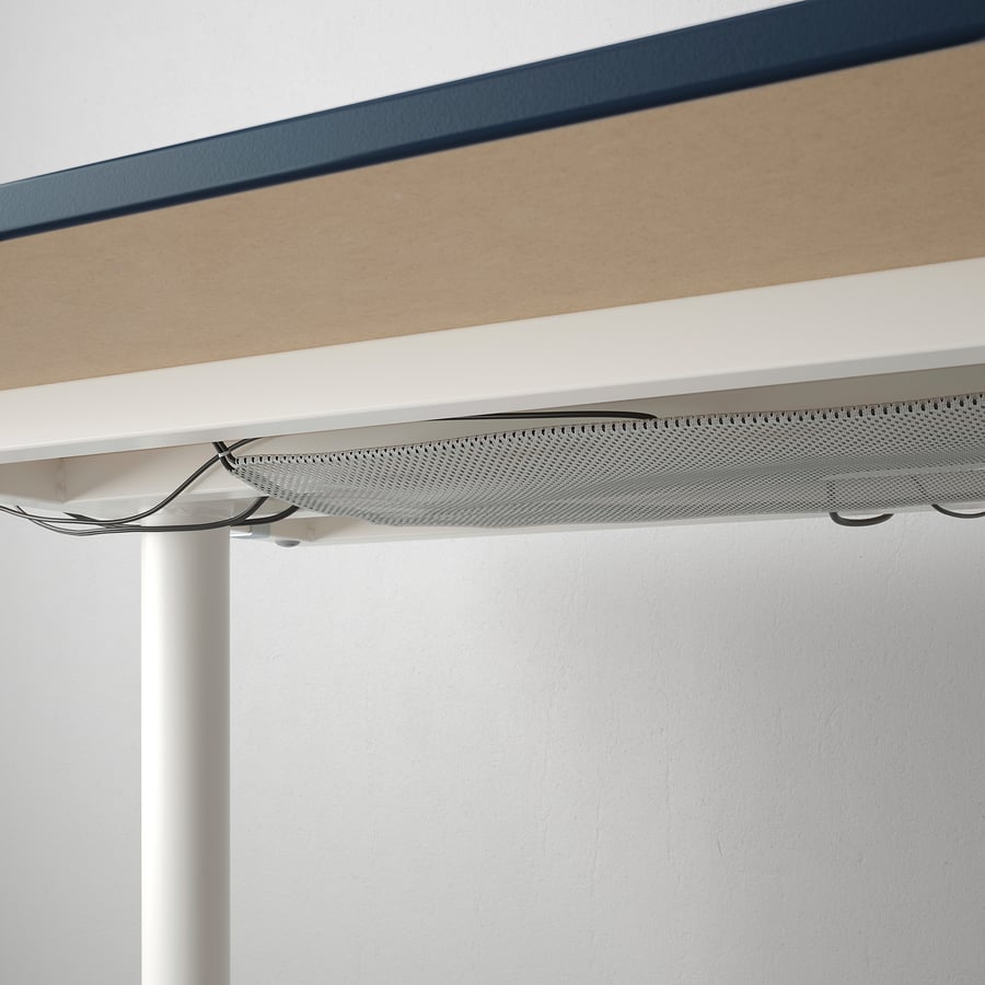 BEKANT บีแคนท์ โต๊ะทำงาน, กระเบื้องยาง น้ำเงิน/ขาว, 160x80 ซม. IKEA