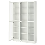 BILLY บิลลี่ / OXBERG อ็อกเบรย์ ตู้หนังสือบานกระจก, ขาว, 120x30x202 ซม.