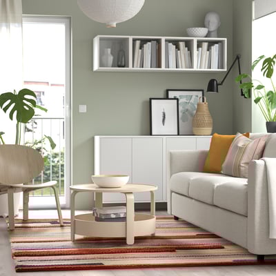 BRÖNDEN เบรินเดน พรมขนสั้น, ผลิตด้วยมือ หลากสี/แดง, 170x240 ซม.