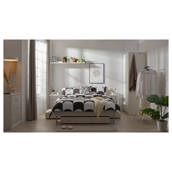 BRUKSVARA บรุคส์วอร่า โครงเตียง, ขาว, 150x200 ซม.