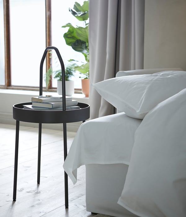 BURVIK บูร์วีค โต๊ะข้าง, ดำ, 38 ซม.