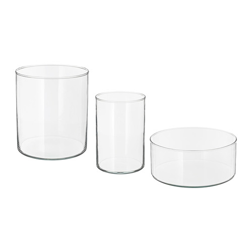 CYLINDER ซีลินเดร์ แจกัน/โถแก้ว ชุด 3 ชิ้น IKEA