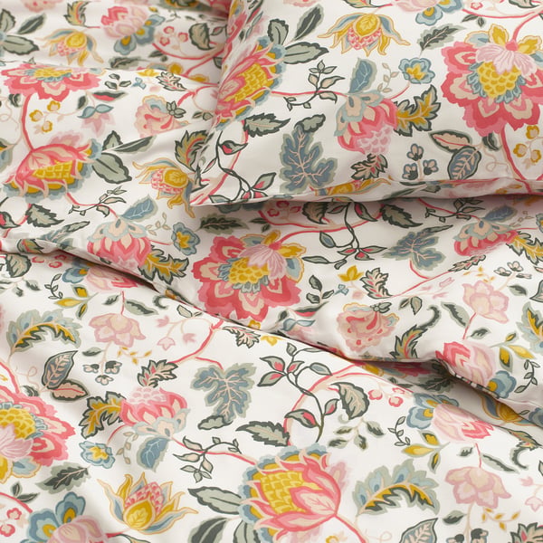 DAGGSALVIA ดักก์ซัลเวีย ปลอกผ้านวม+ปลอกหมอน 2 ใบ, หลากสี/ลายดอกไม้, 240x220/50x80 ซม.