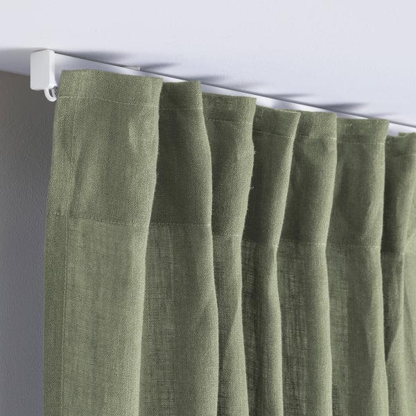 DYTÅG ดีทอค ผ้าม่านคู่, เทา-เขียว/พร้อมเทปผ้าม่าน, 145x250 ซม.